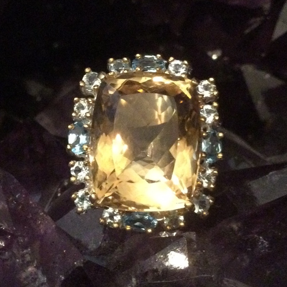 Exquisite 30 CTW of Genuine Citrine & Topaz Ring - Picture 5 of 17
